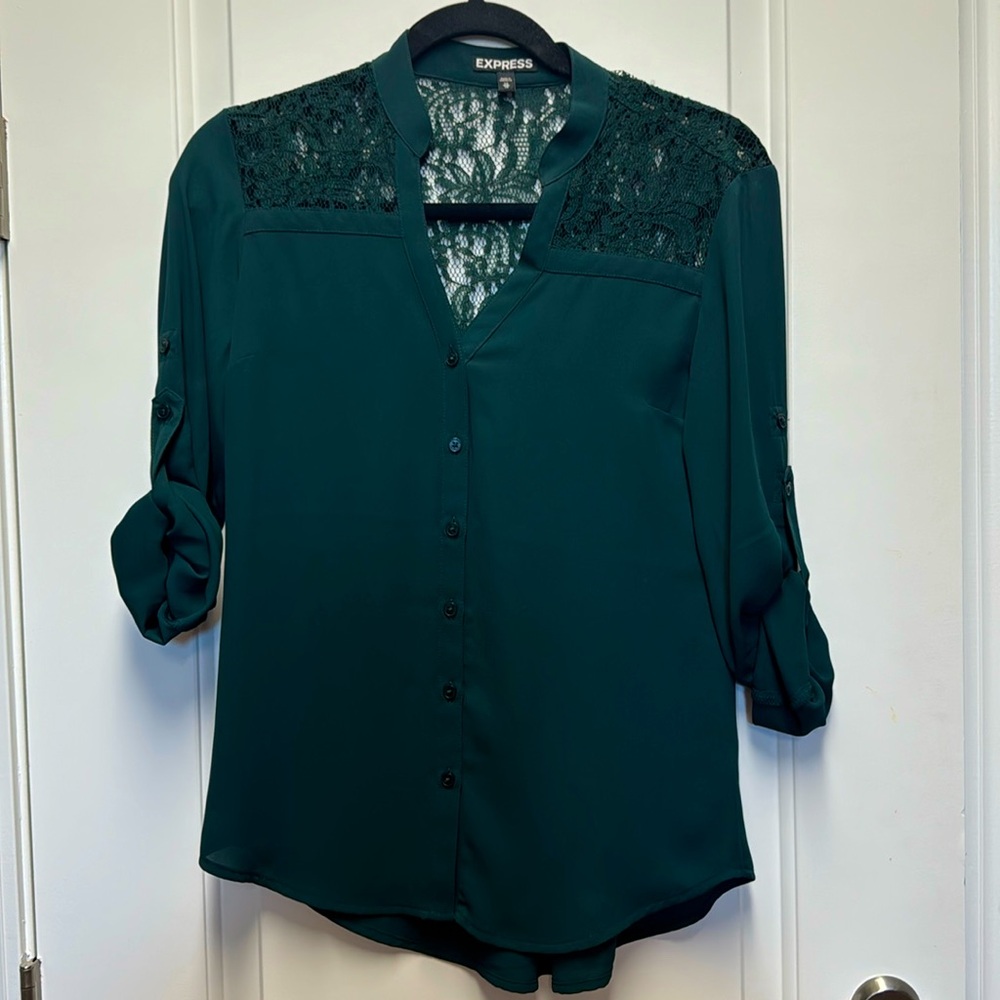 Express button down shirt with lace size XS
